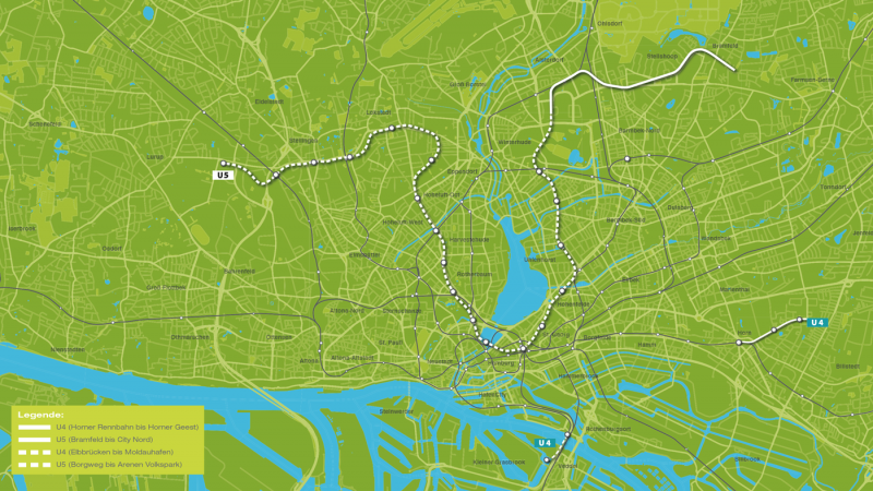 Karte zeigt U-Bahn-Netzausbau Hamburgs