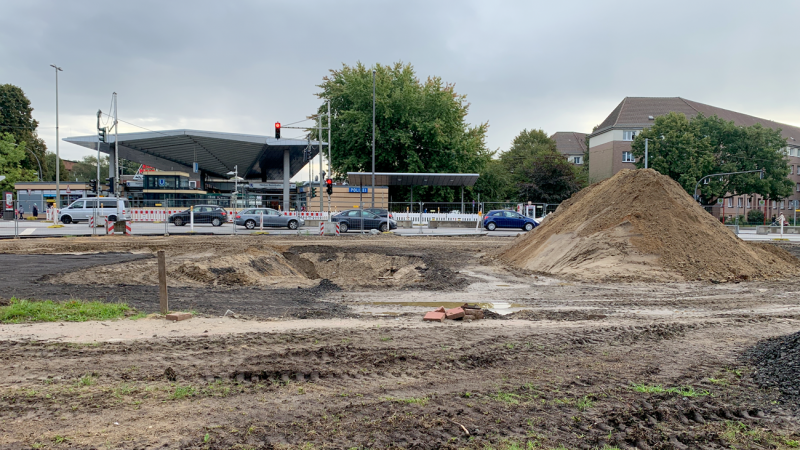 Bild der U4 Baustelle vor der U Horner Rennbahn.