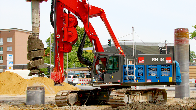 U4 Horner Geest: Baustelle am Ring 2 mit Bohrpfahlgerät