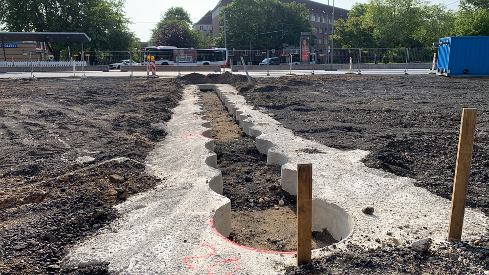 Bohrschablone auf einer Baustelle in Horn.