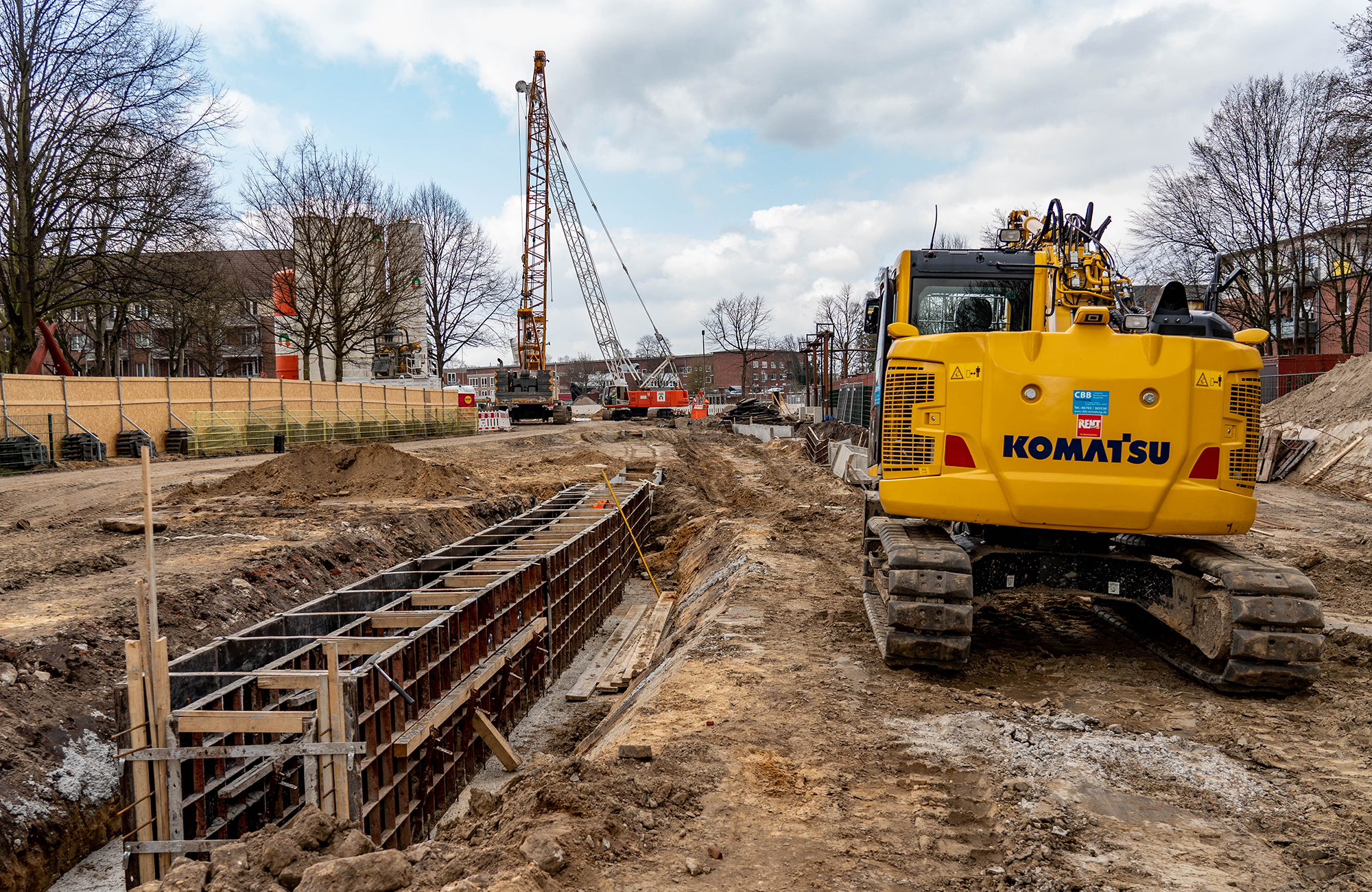 Baustelle der U4-Verlängerung auf die Horner Geest entlang des Lisa-Niebank-Wegs