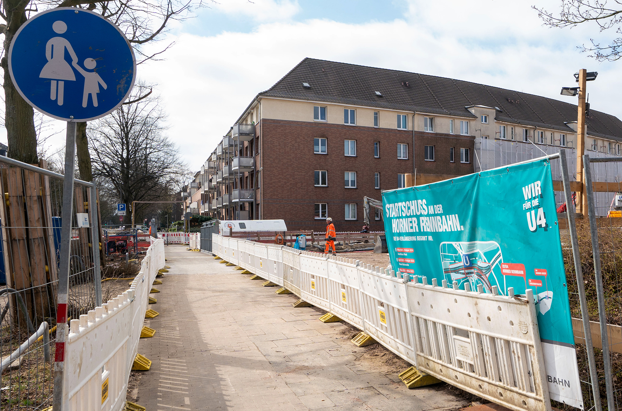 Gehweg neben der Baustelle am Sandkamp