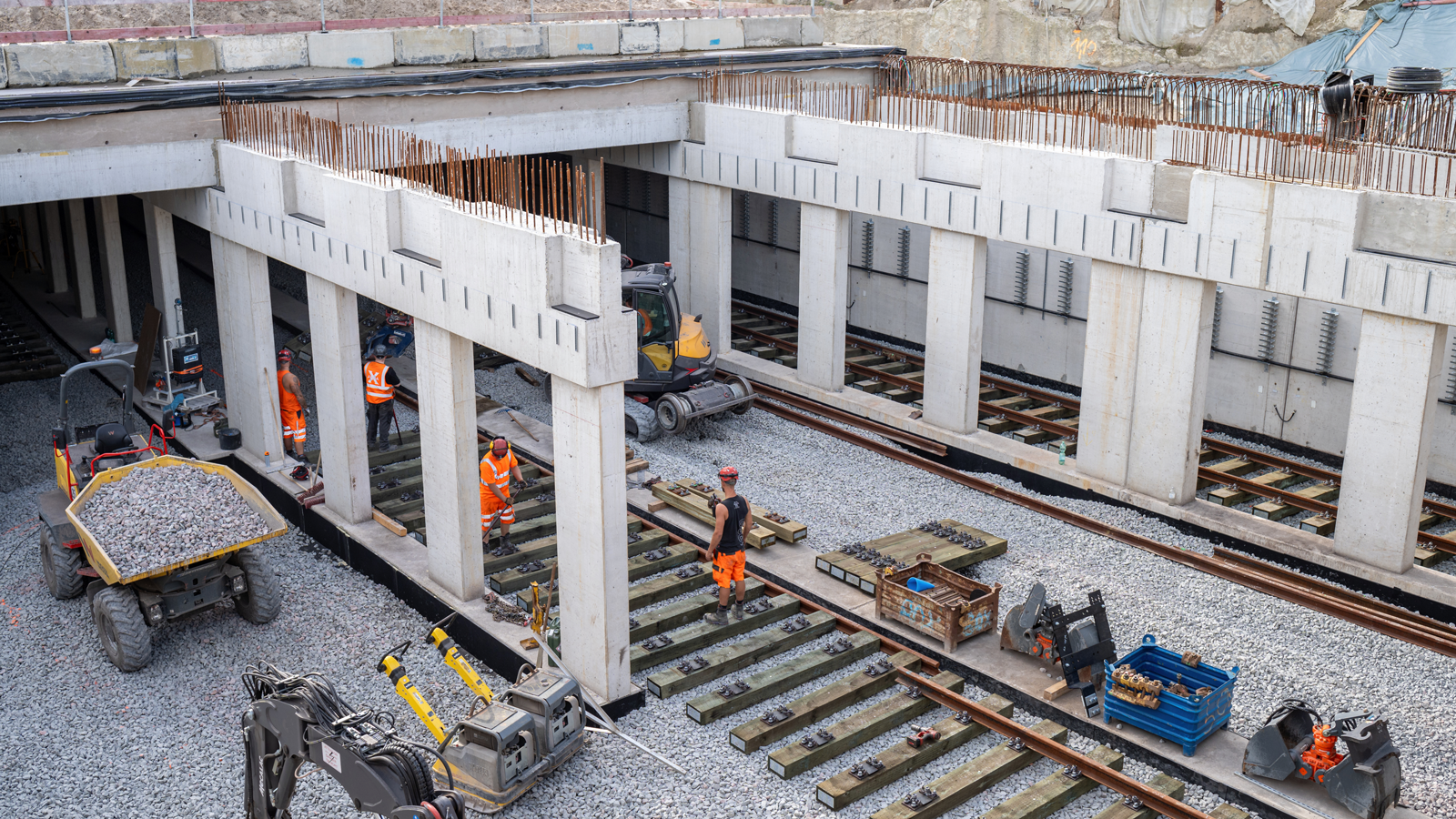 Gleisbau im Kreuzungsbauwerk U4 Horner Geest