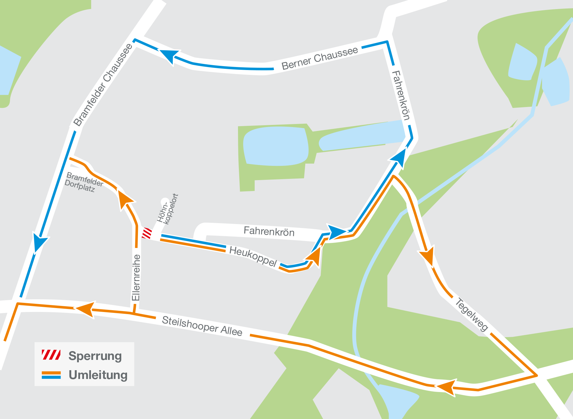 Infografik zeigt Sperrung und Umleitung an der Heukoppel.