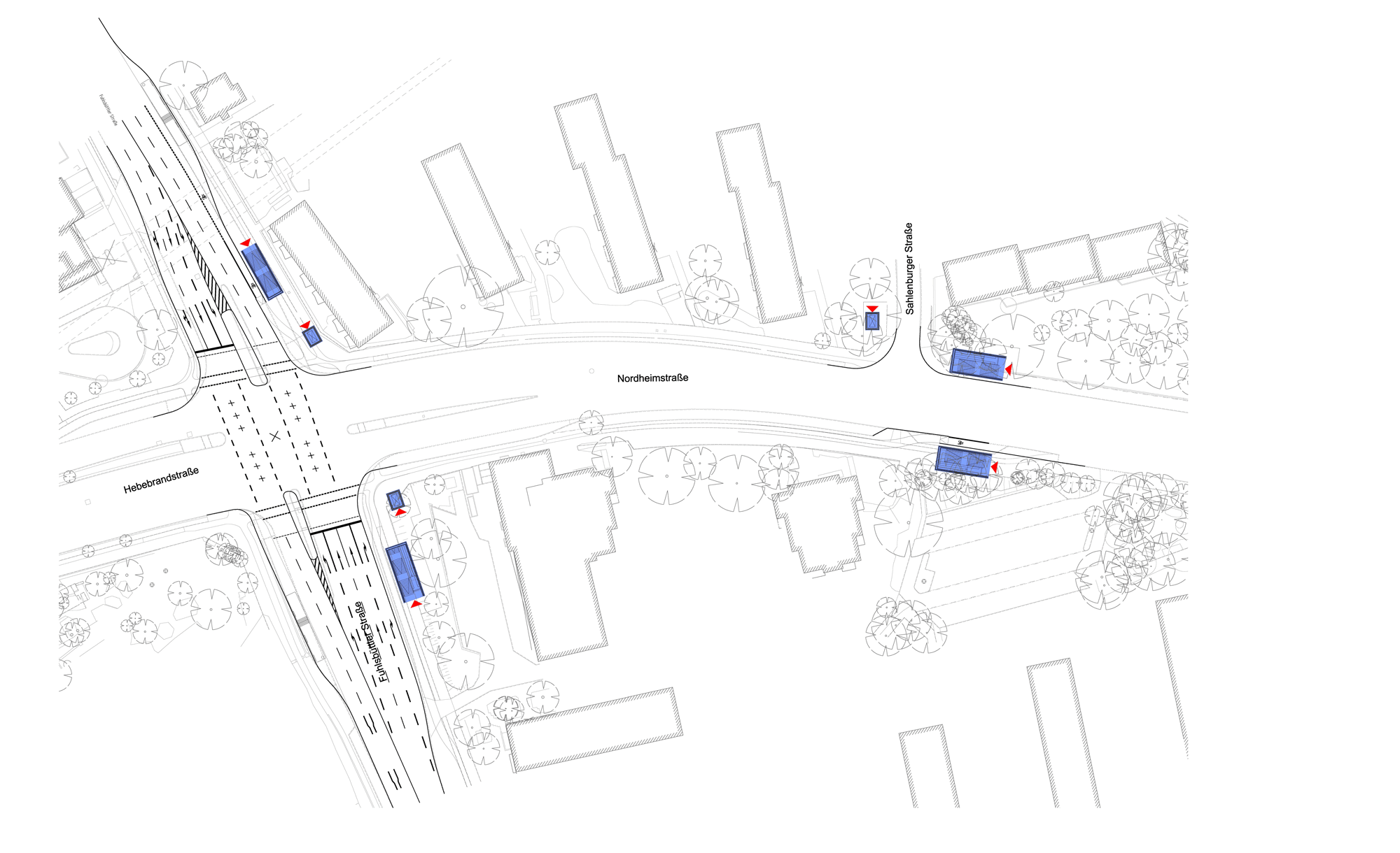 Umgebungskarte der zukünftigen U5-Haltestelle Fuhlsbüttler Straße/Nordheimstraße.