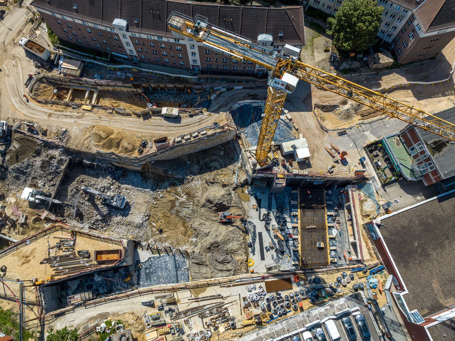 Drohnenaufnahme Baugrube Kreuzungsbauwerk