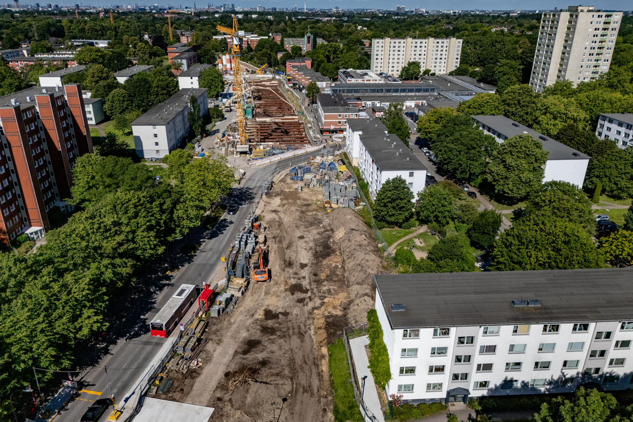 Unter der Manshardtstraße wird die Kehr- und Abstellanlage auf der U4 Horner Geest liegen.