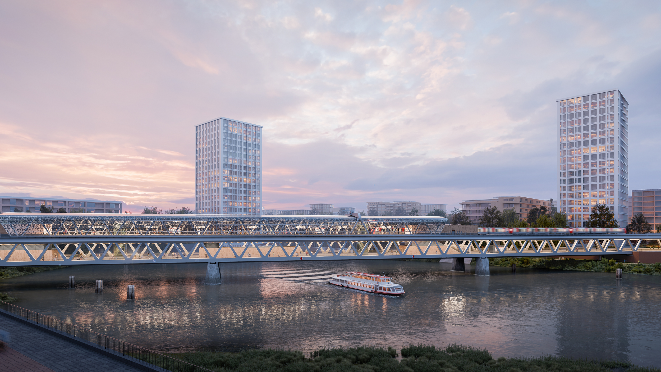 Visualisierung U4-Moldauhafen. Ansicht von außen auf die Haltestelle