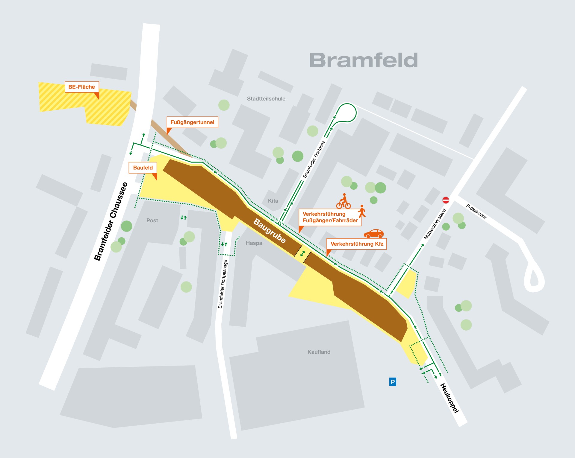 Grafik zeigt Verkehrsführung in Bramfeld. 